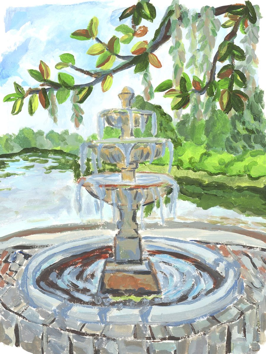 Airlie Fountain — painting by Emily Hayes
