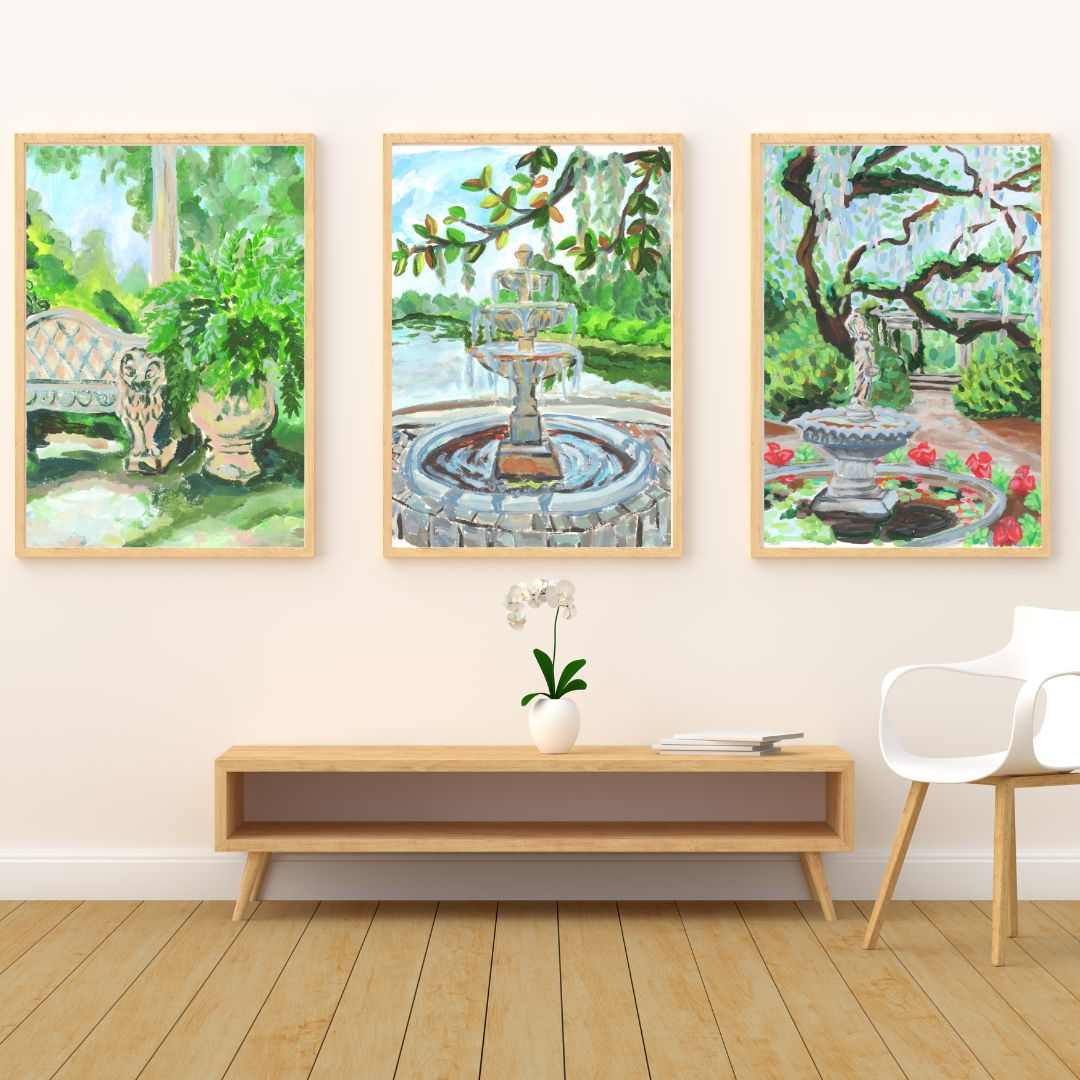 Framed Emilynn Design prints on a gallery wall