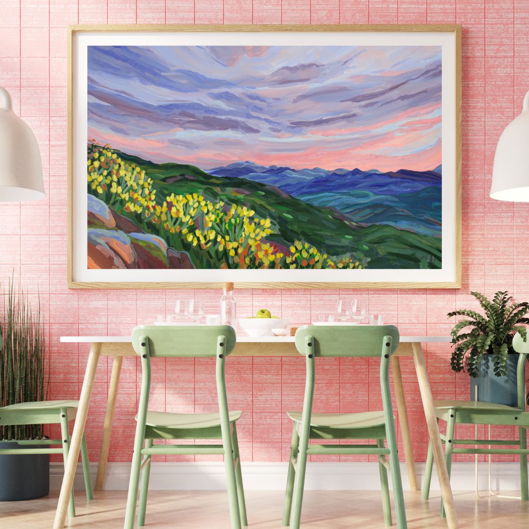 Framed Emilynn Design prints in a styled room